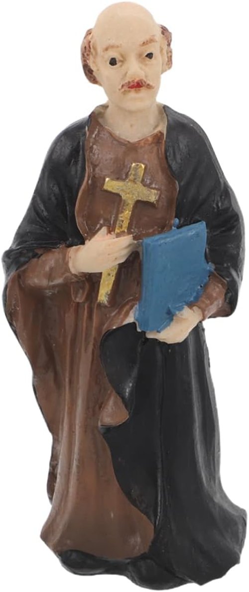 Hemoton Tiny Priest Statue - Intricate Resin Figurine for Church & Home Decor | Miniature Religious Collectible