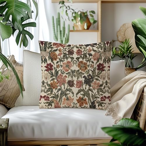 Dark Botanical 01 Vintage Floral Throw Pillow Cover 18x18