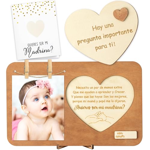 Wooden Godmother Proposal Gift Frame Set with Card - Heartwarming Design