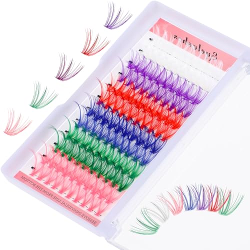 HJZHII 120Pcs Colored Lash Clusters D Curl Mixed 6 Colors DIY Eyelash Extensions