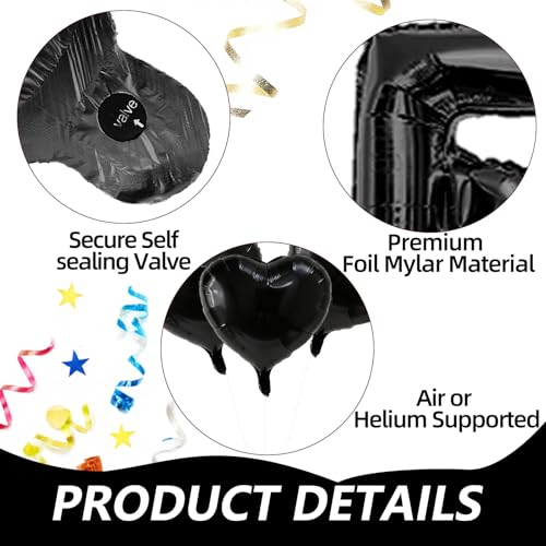 I Love You Heart Balloon Set with 500 Black Rose Petals