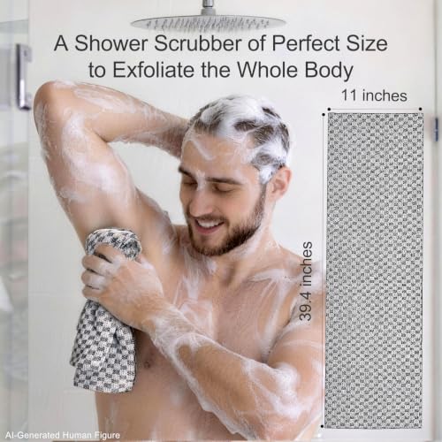 Exfoliating Washcloth for Dry Itchy Skin - Dual Sided Shower Scrubber
