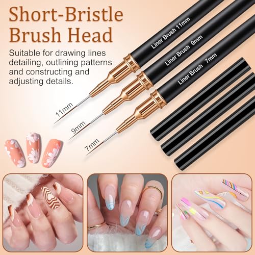 vivinin 7PCS Metallic Nail Art Brushes Set - Ultra Fine Liner & Detail Pens for Gel Polish