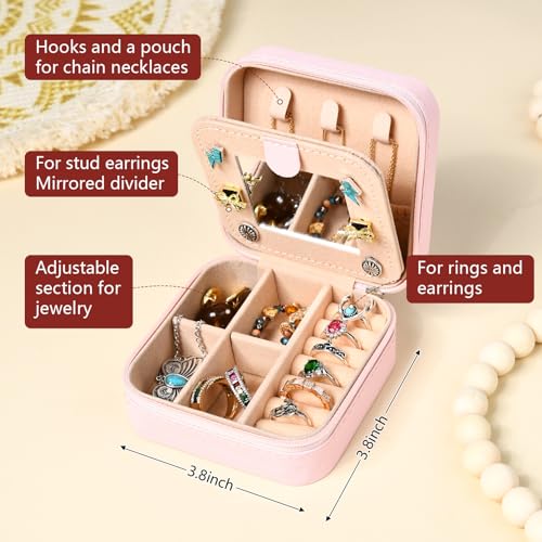 CEELGON Western Jewelry Box - Portable Travel Organizer, Pink Boots Print