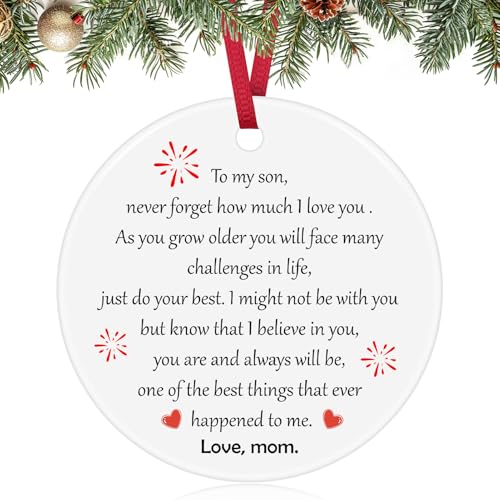 Inspirational Ceramic Christmas Ornament Gift for Son from Mom
