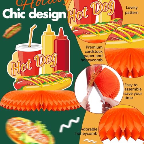 Tioncy 10 Pcs Hot Dog Table Centerpieces for Parties