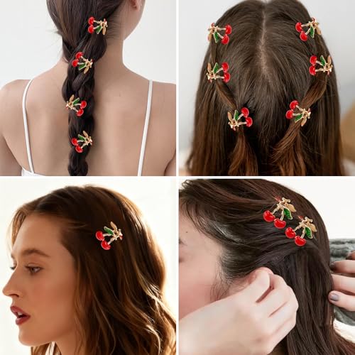 ANBALA 8Pcs Mini Cherry Metal Claw Clips for Women and Girls