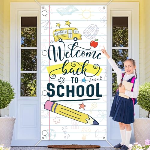Welcome Back to School Door Cover - 72.8" Fabric Banner & Photo Backdrop