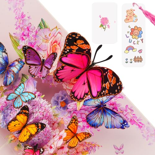 Aottom 3D Pop-Up Butterfly & Flower Greeting Card with Envelope