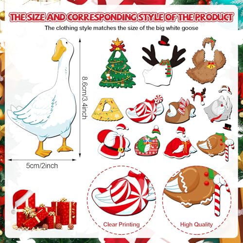 Christmas Goose Magnet Set - 15 Fun Fridge Decor Magnets with Outfits