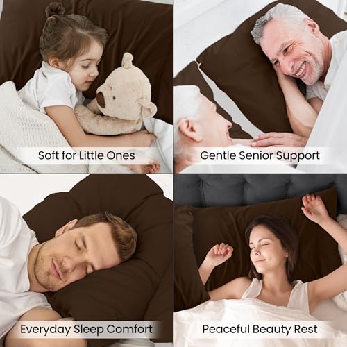 Utopia Bedding Brown 20x20 Inch Set of 4 Microfiber Pillow Covers - Soft & Fade Resistant