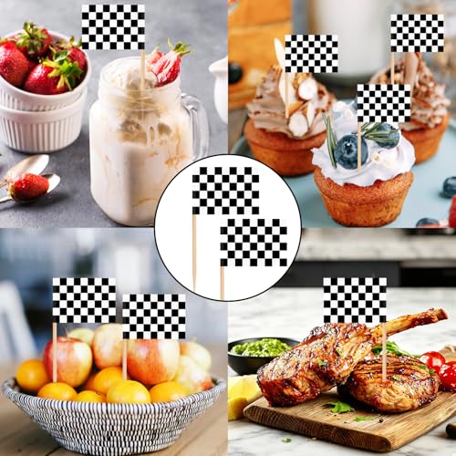 100 Racing Flag Toothpicks | Cupcake Toppers for Parties