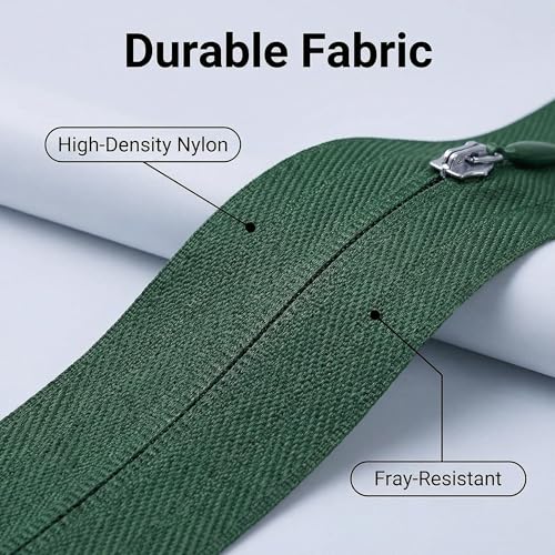 Sawoake 11 Inch Invisible Zippers #3 Green Nylon Coil 2-Pack