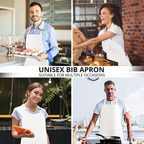 Utopia Kitchen Bib Aprons - 2 Pack, Adjustable with Pockets, White