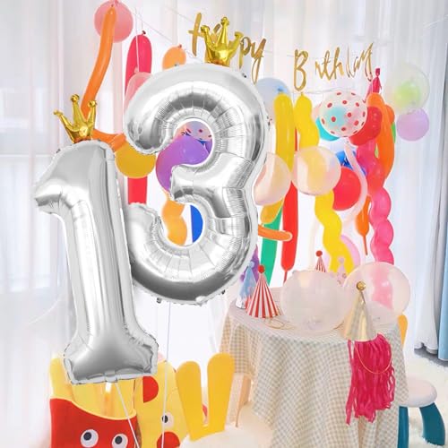 40 Inch Silver 18 Crown Balloon Set for Birthday & Wedding