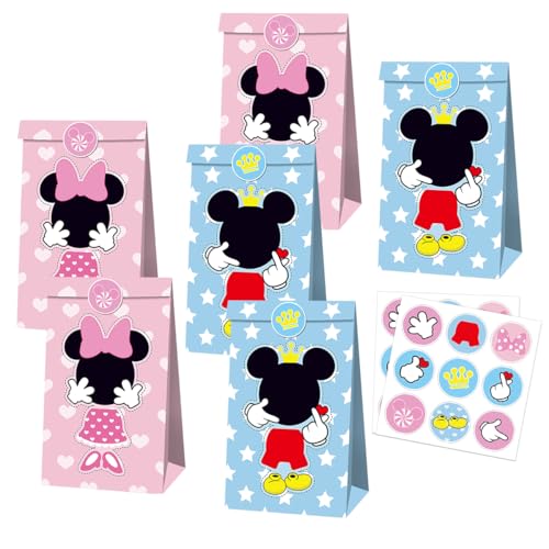 12Pcs Mouse Party Bags with Stickers - Birthday Favor Supplies