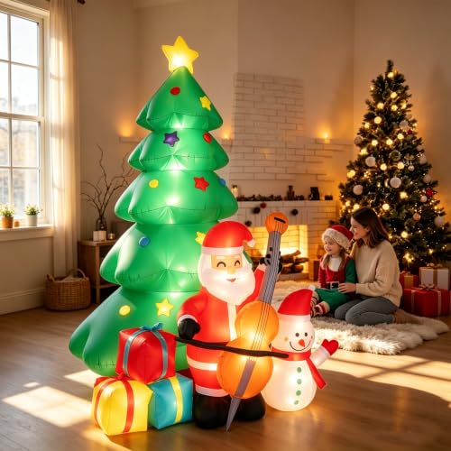 2M Christmas Inflatable Santa Claus & Tree Yard Decor Set