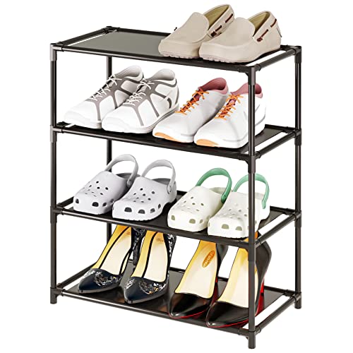 Vockot 4-Tier Narrow Shoe Rack - Sturdy Stackable Organizer for 6-8 Pairs