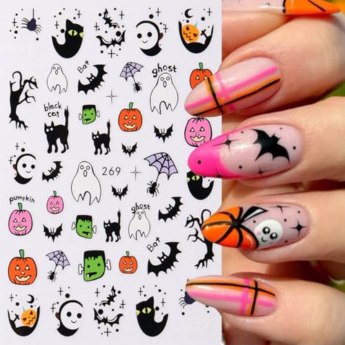 Halloween Nail Art Stickers 8 Sheets 3D Self Adhesive Decals