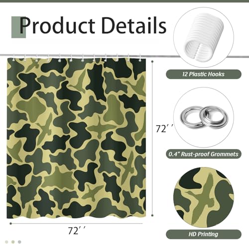Duck Camo Shower Curtain Set - 60x72 inches with Hooks