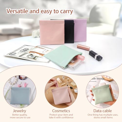 4-Pack Leather Squeeze Cosmetic Bag Small Travel Makeup Pouch