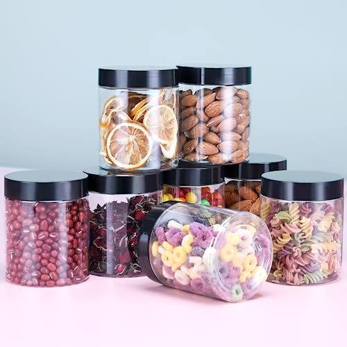 8 oz Clear Plastic Jars with Lids - 6 Pack Leakproof Storage Containers