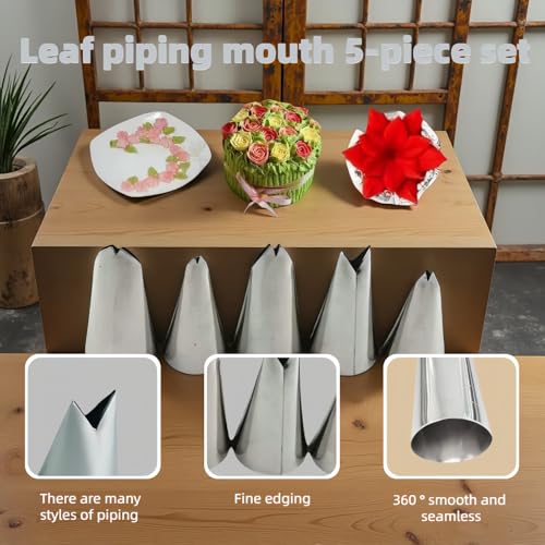 5-Piece Stainless Steel Icing Piping Tips Set for Cake Decorating
