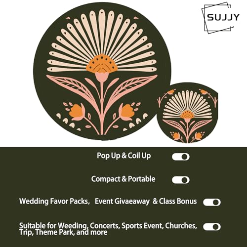 Olive Drab Boho Foldable Hand Fans - 4 Pack Pocket-Sized Cooling Fans