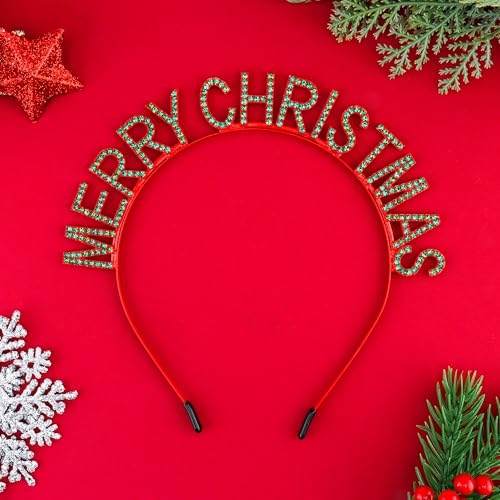 COCIDE Christmas Crystal Rhinestone Headband for Women Holiday Hair