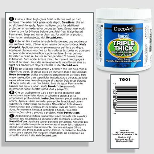 DecoArt Triple Thick Gloss Glaze - 8oz Jar (3 Pack) for Crafts