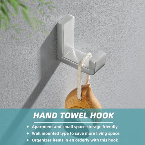 Brushed Nickel Towel Hook - Heavy Duty 304 Stainless Steel, 1 Pack