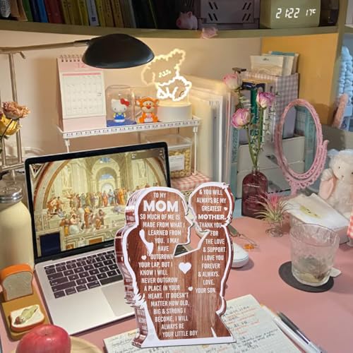 Acrylic Desk Decor Plaque with Keychain & Card for Mom