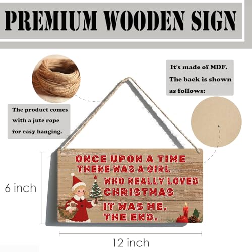 Funny Vintage Christmas Sign for Teen Girls - 6x12 Inch