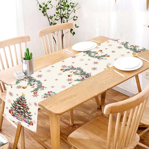 Christmas Table Runner 13x72 Inch with Xmas Tree Design