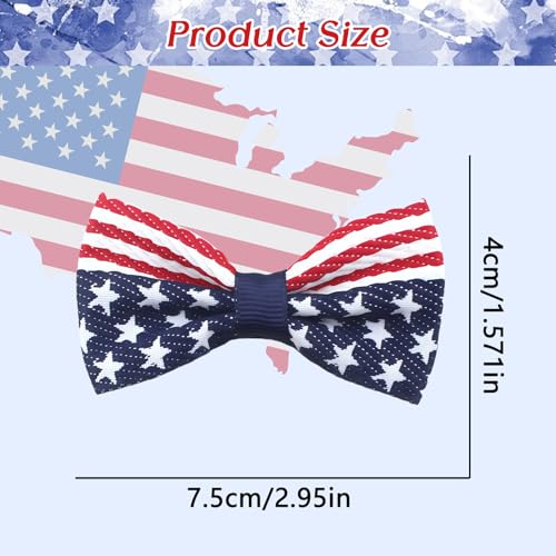Ecuupas 4th of July Bow Hair Clips - Patriotic Star Alligator Pins 2Pcs