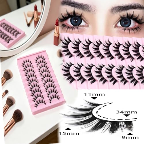 AM RIGHT THIRTY Faux 3D Mink False Eyelashes - 10 Pairs Multilayer Fluffy Manga Lashes