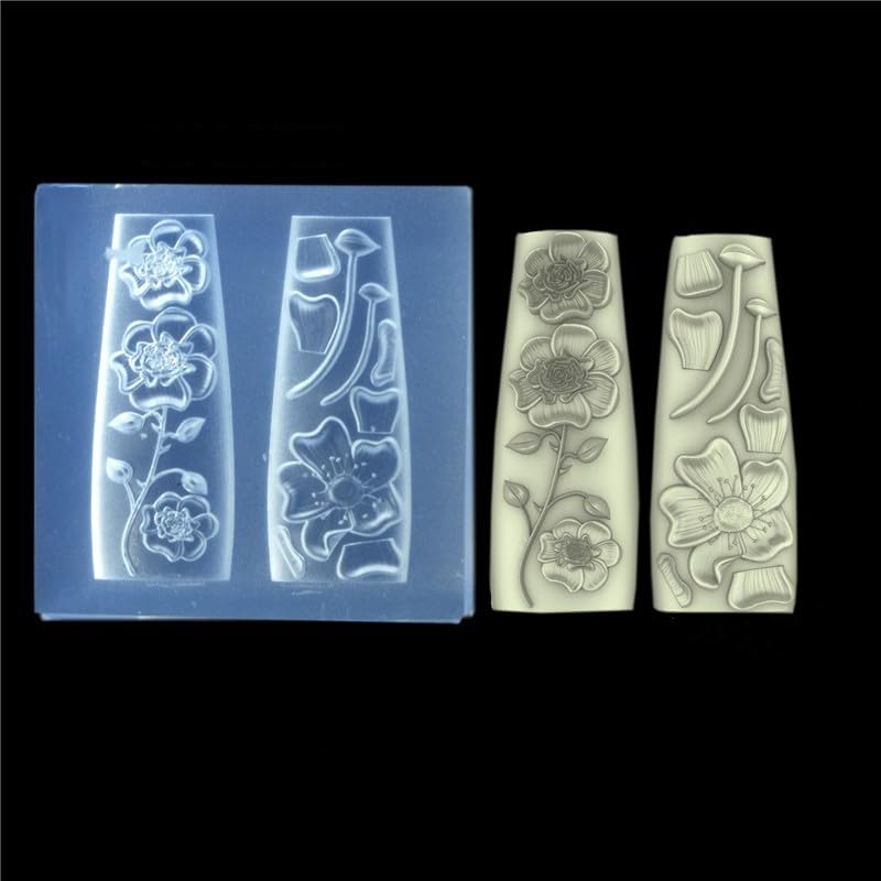 CoolDIY 3D Nail Art Silicone Embossing Mold Rose Flowers Resin Crafting