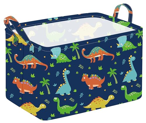 ACMUUNI Dinosaur Storage Basket, Rectangular Nursery Toy Bin with Handles