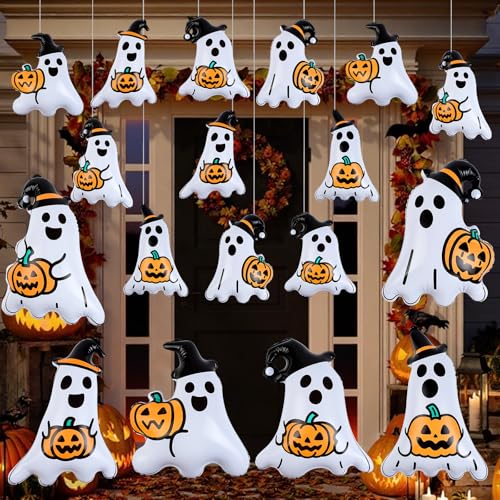 18-Piece Halloween Inflatable Ghost Balloons PVC Yard and Party Decor
