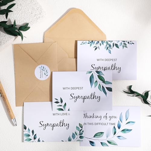 24 Sympathy Cards with Envelopes - Elegant Watercolor Designs