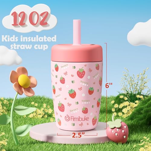 Fimibuke 12oz Stainless Steel Toddler Sippy Cup Spill Proof Kid Tumbler