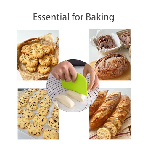 DESKEMAI 2-Piece Flexible Plastic Dough Scraper Set for Baking and Cake Decorating