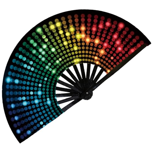 Large Folding Hand Fan for Raves and Dance Events - Neon Glow