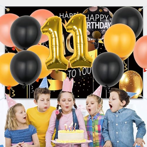 Gold Number 10 Balloons Set - 22 Pcs 10th Birthday Decorations