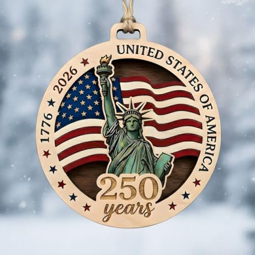 USA 250th Anniversary Patriotic Christmas Ornament - Keepsake Gift D51