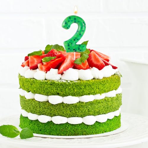 Pixel Miner Number 0 Birthday Cake Candle Green Gaming Party Decor