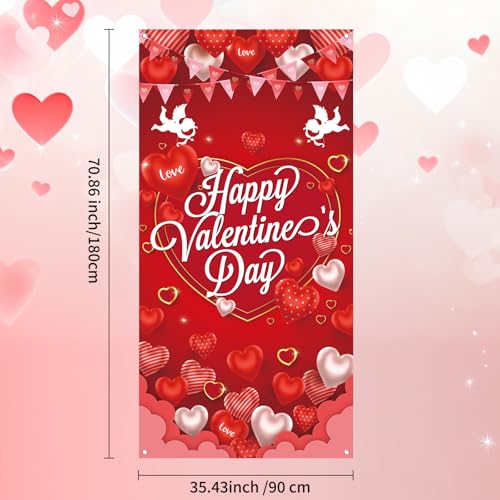 Valentine's Day Door Cover Banner - Cupid Hearts 5.9x2.6 ft