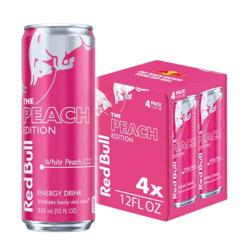 Red Bull Peach Edition Energy Drink, 12 fl oz, Pack of 4 Cans