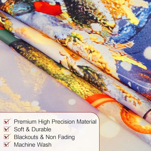 High Precision Blue Christmas Window Curtains 52x63 Inches - Pack of 2