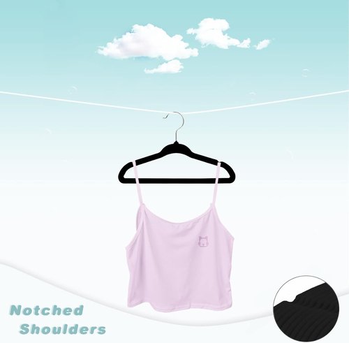 BAGAIL Kids Velvet Hangers - Non-Slip 14-Inch Children's Clothes Hangers | 50 Pack in Black
